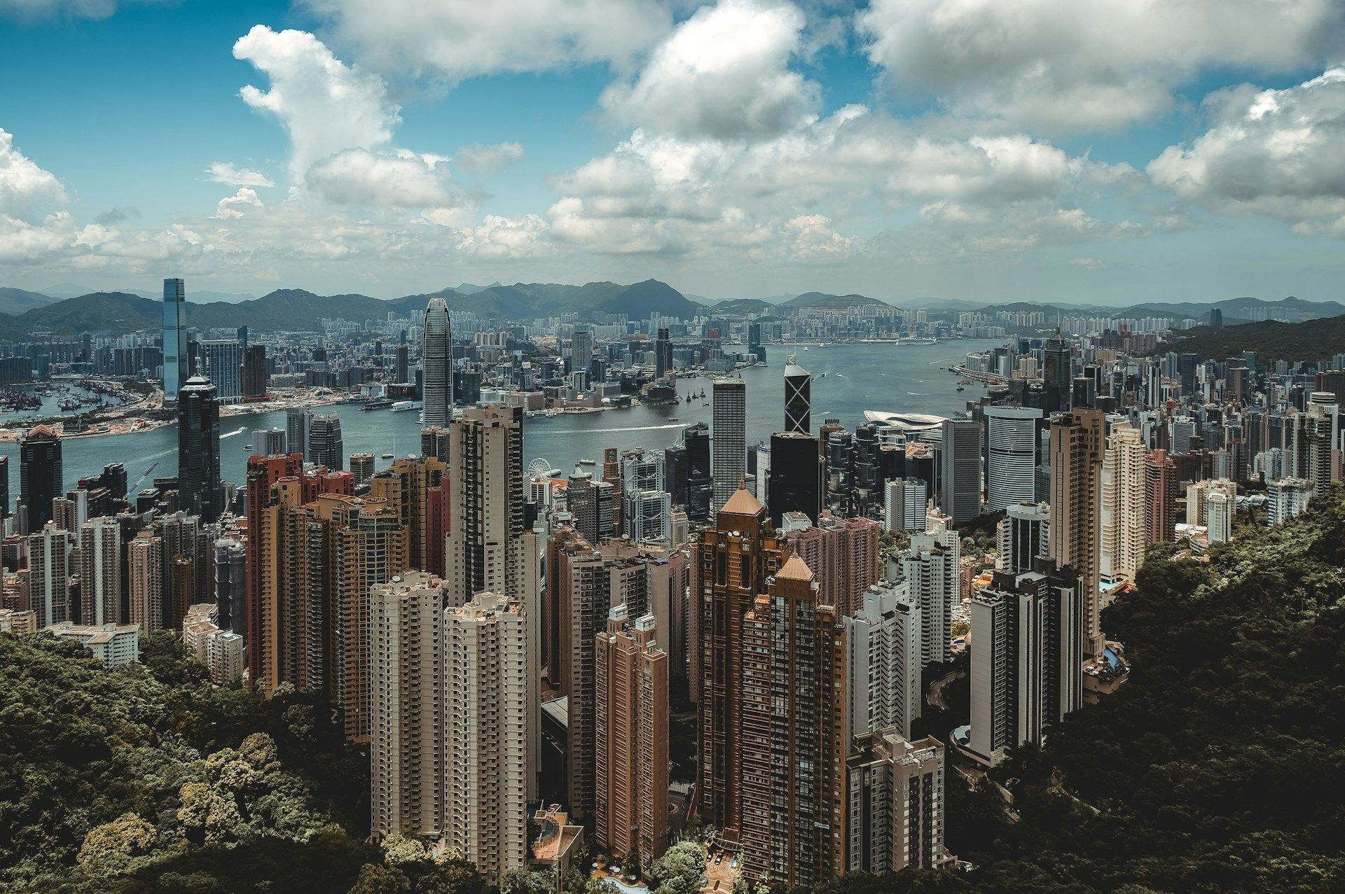Vue panoramique sur les gratte-ciels de Hong Kong
