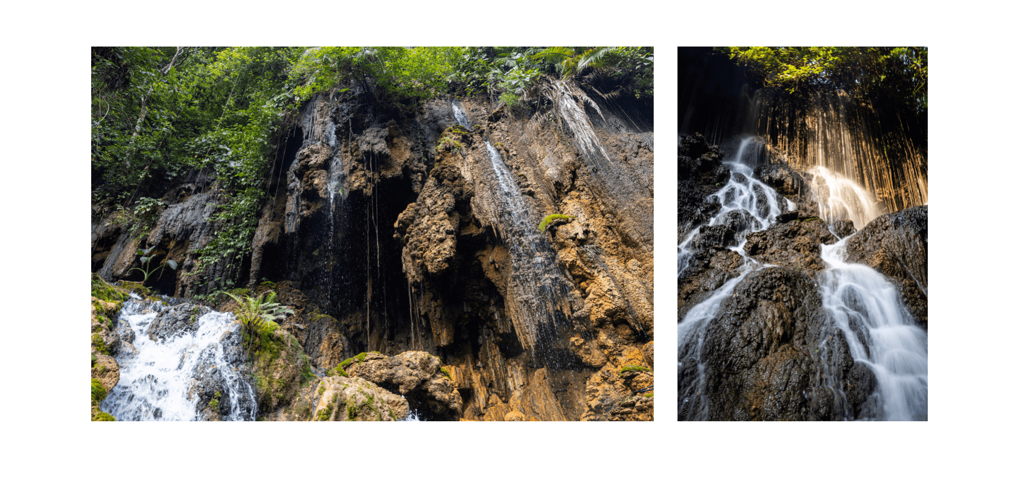 Voyage en Indonésie - parois orangées teintées par les minéraux à l'approche de Goa Tetes Voyage en Indonésie - parois orangées teintées par les minéraux à l'approche de Goa Tetes
