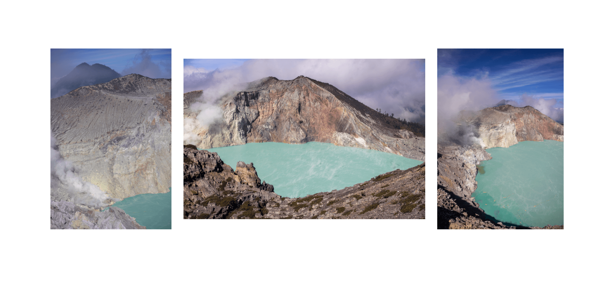 Voyage en Indonésie - lac d'un turquoise incroyable à Ijen avec eaux acides contrastant les parois jaunes