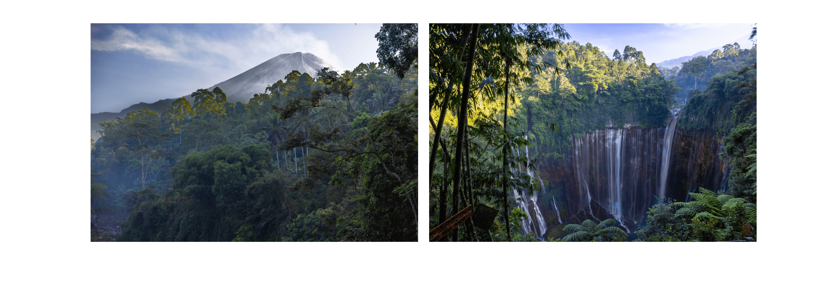 Voyage en Indonésie - Mont Semeru (3 676 m) en arrière-plan de Tumpak Sewu et vue depuis le viewpoint Voyage en Indonésie - Mont Semeru (3 676 m) en arrière-plan de Tumpak Sewu et vue depuis le viewpoint