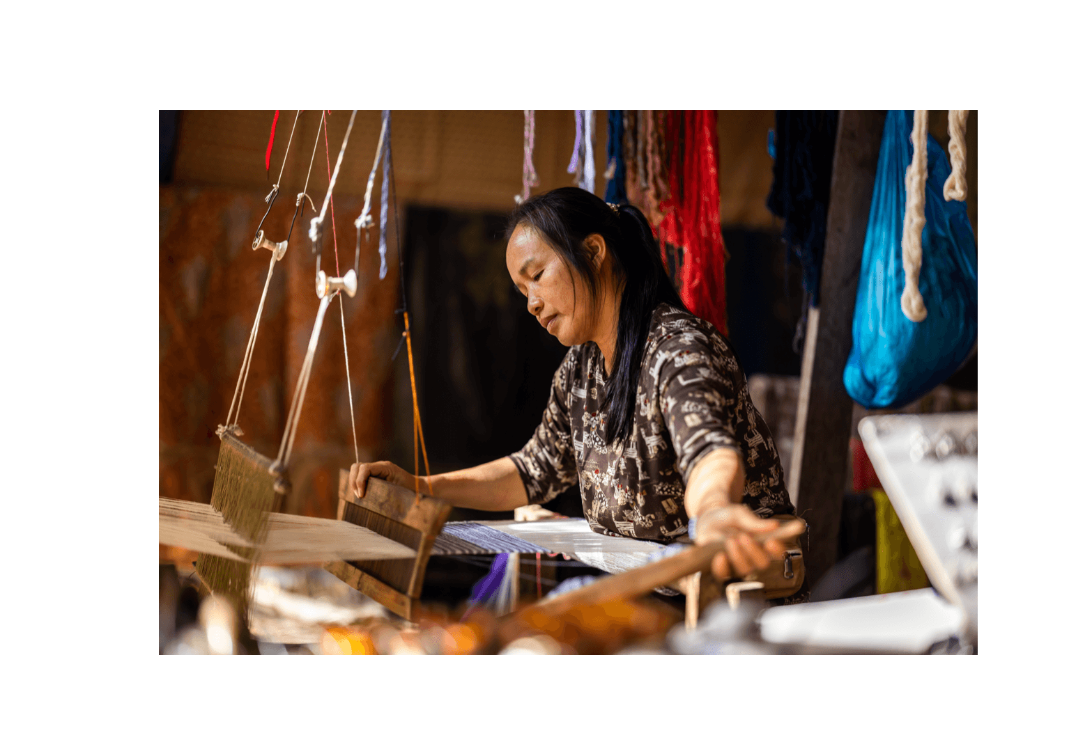 Voyage au Laos - textiles et artisanat locaux vendus dans les boutiques familiales de Ban Xang Hai