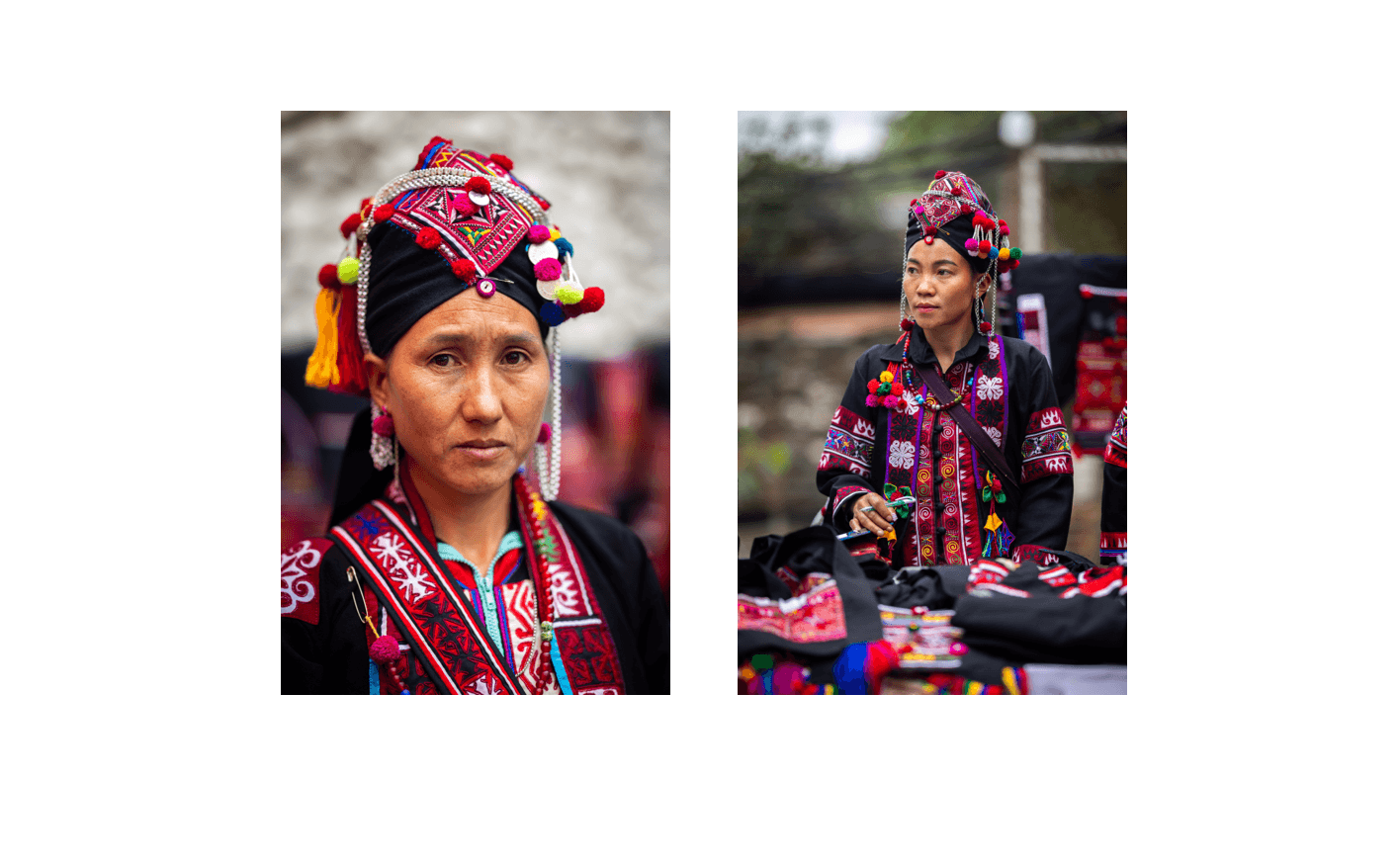 Voyage au Laos - femmes de l'ethnie Oma du Laos portant vêtements traditionnels indigo de Phongsaly