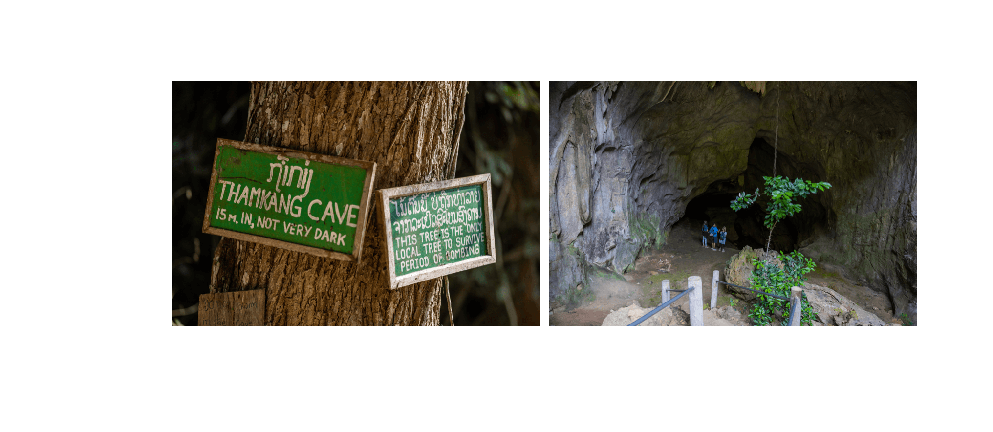 Voyage au Laos - entrée de la grotte Tham Kang, abri historique pendant la guerre du Vietnam