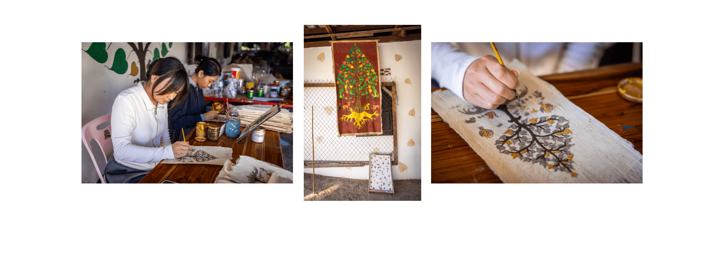 Voyage au Laos - Créatrices de dessins uniques sur papier Saa du Laos, au Nalongkone Shop de Luang Prabang