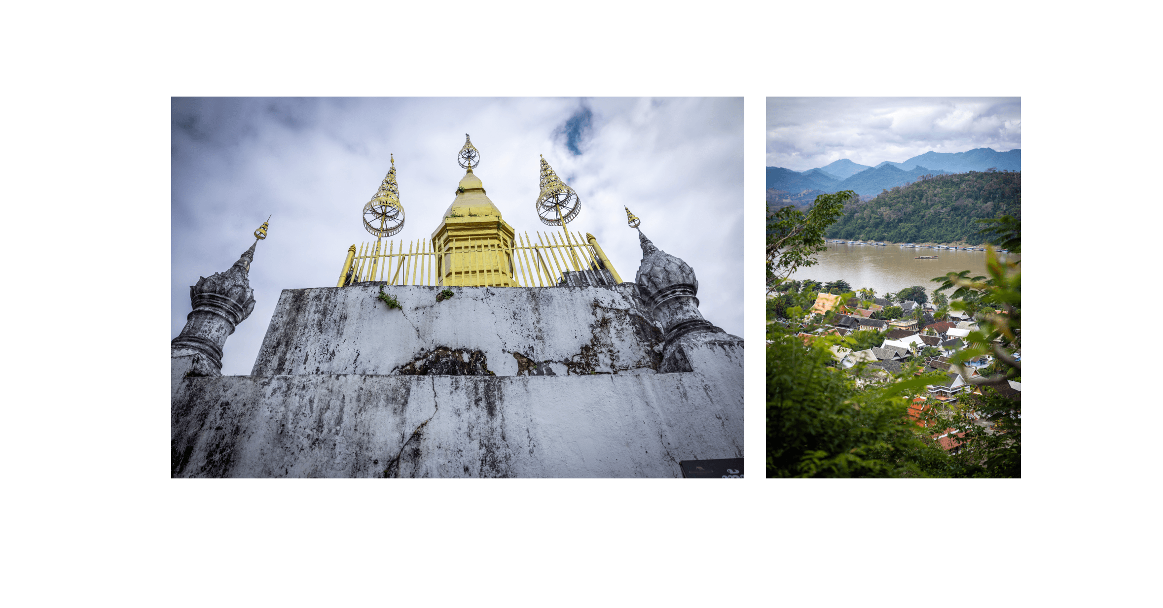 Voyage au Laos - That Chom Si au sommet du Mont Phousi et la vue panoramique sur la ville historique de Luang Prabang