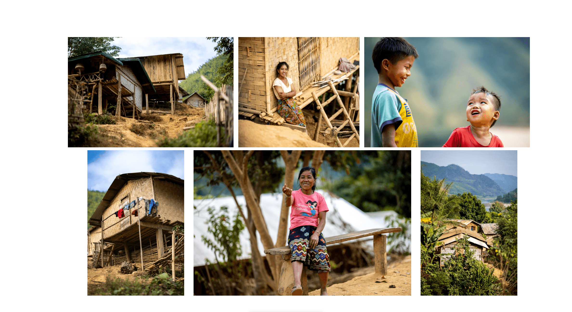 Voyage au Laos - village Khmu aux maisons traditionnelles en bambou, où le bateau s'arrête pour rencontrer une minorité ethnique du nord