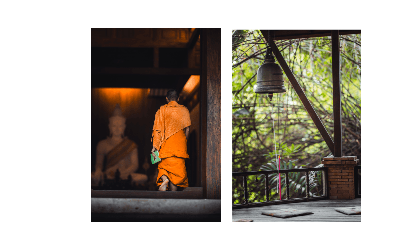 Voyage en Thaïlande - cabanes en bois des moines résidents disséminées dans la forêt