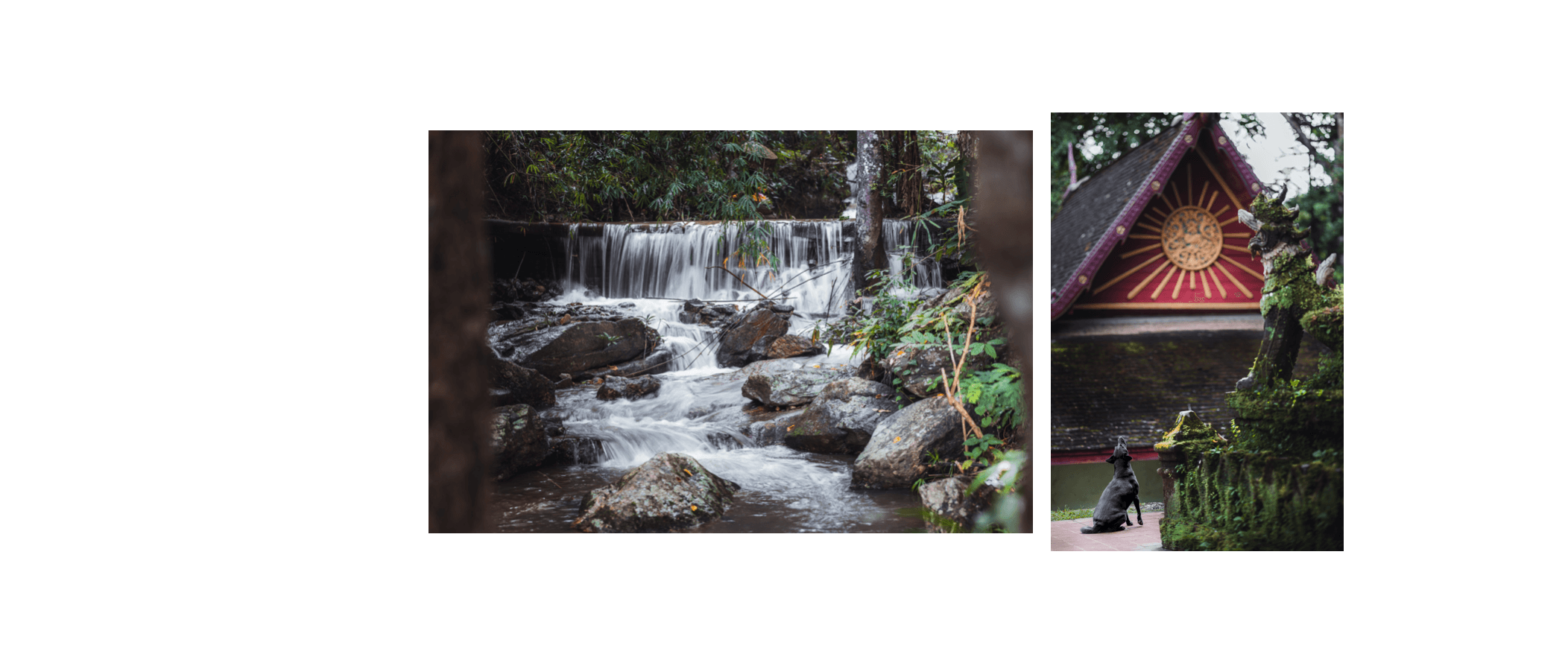 Voyage en Thaïlande - ruisseau cascadant à travers les rochers au cœur du Wat Pha Lat