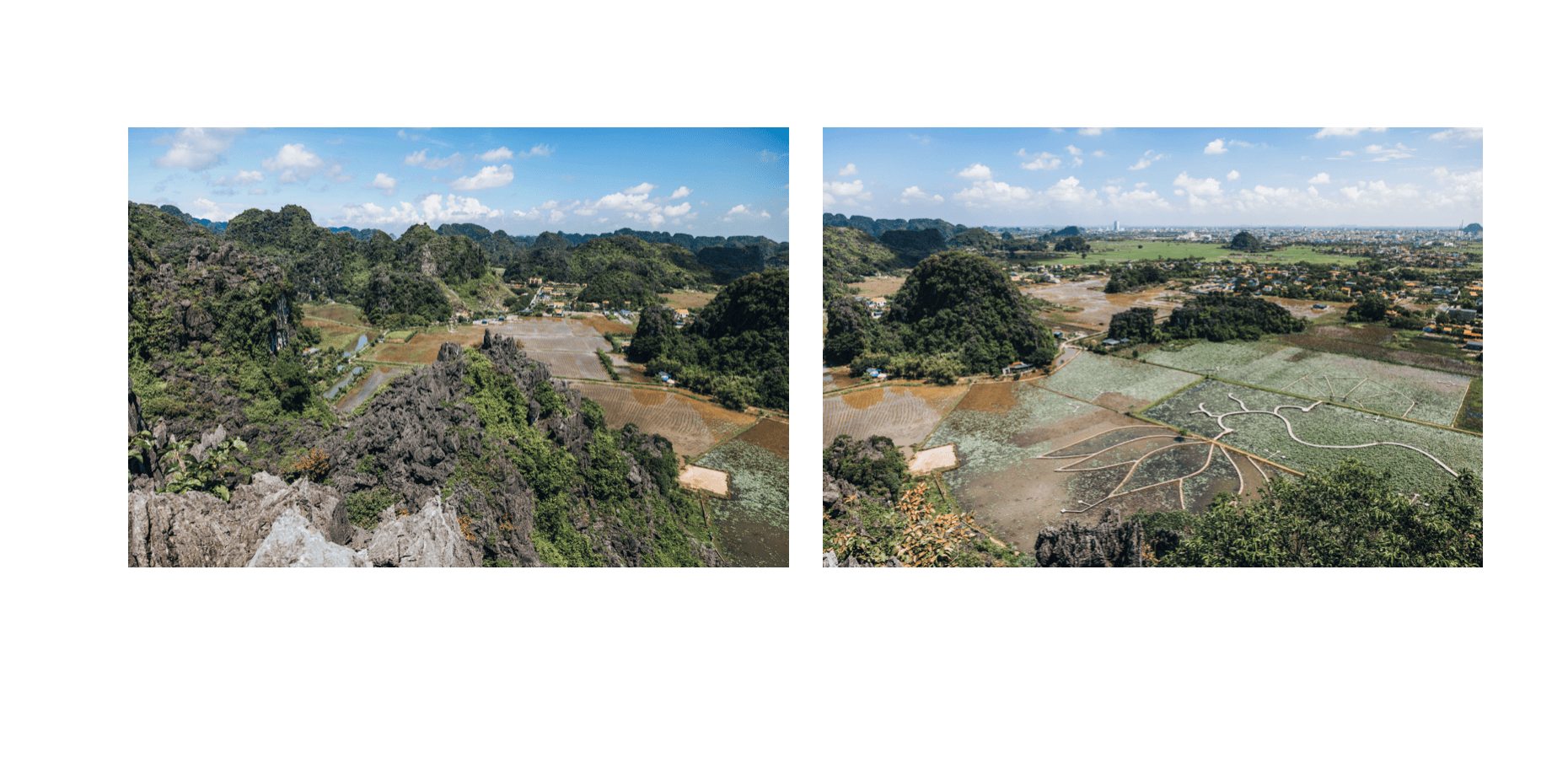 Voyage au Vietnam - viewpoint de la pagode à Hang Mua offrant une vue sur les champs de lotus